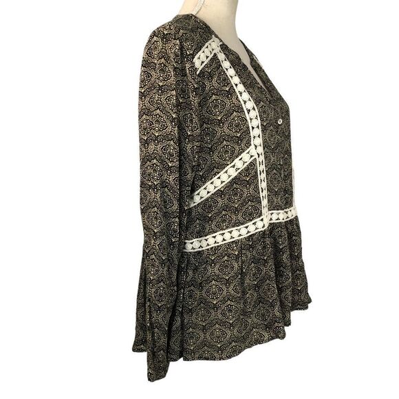 Entro Women’s Top Long Sleeve Black/Cream Lace Size Large - Picture 5 of 10